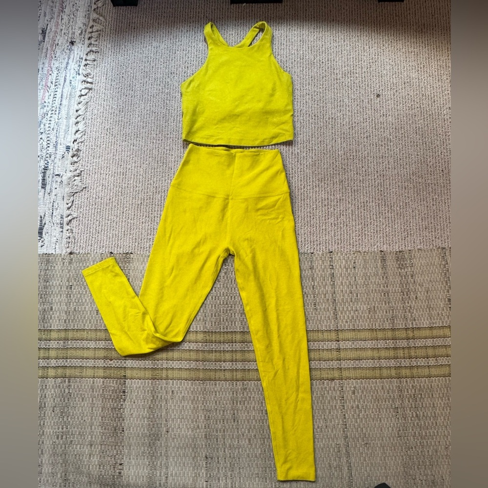 Top ONLY - Beyond Yoga Neon Yellow Cropped Tank